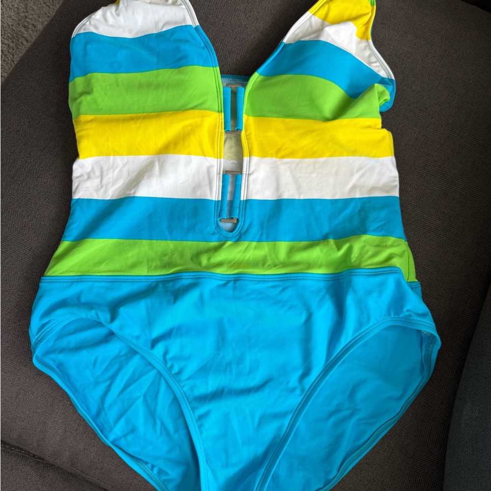 La Blanca Multicolor Striped One Piece Swimsuit